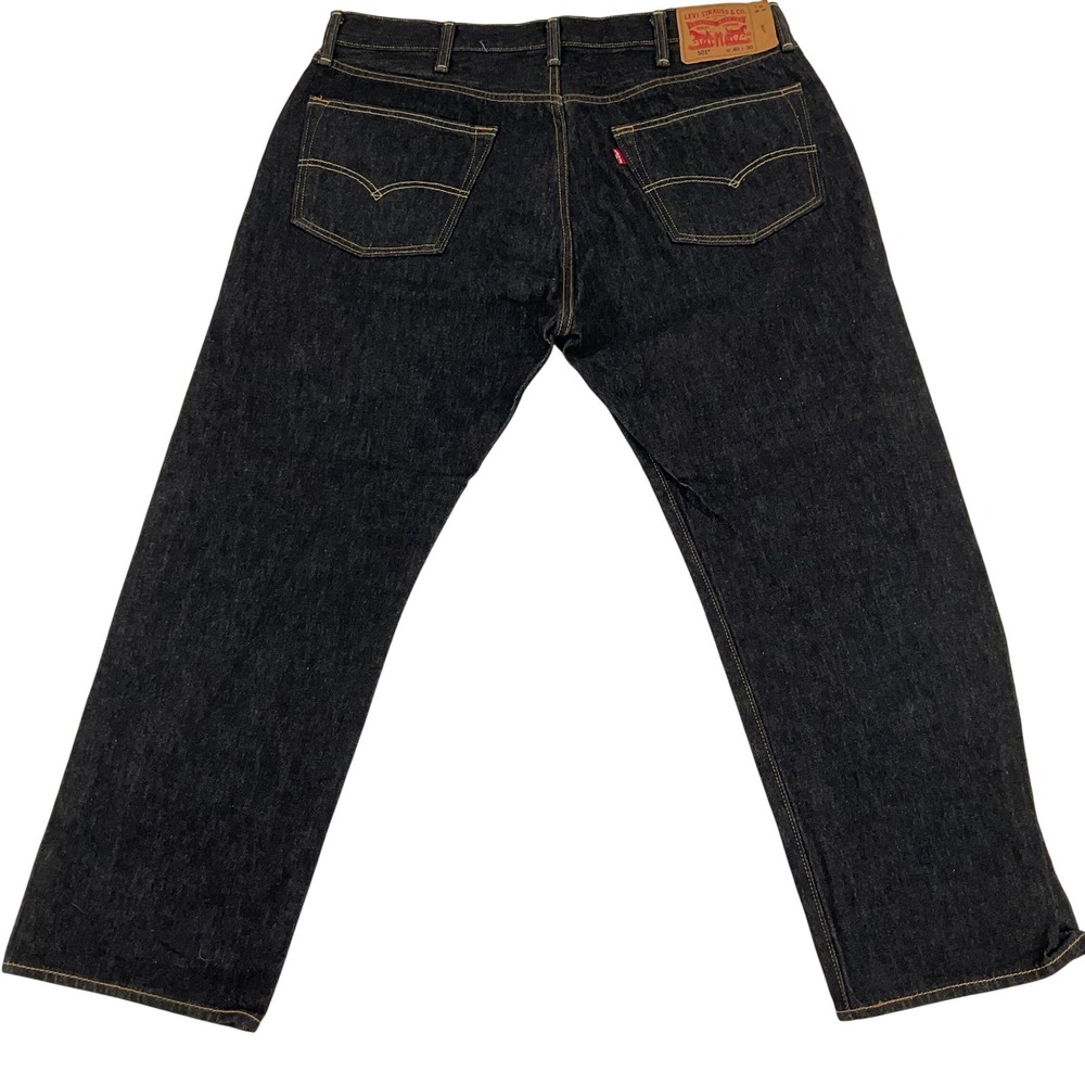 Levis 501 Original Fit Jeans‎ Mens 40x30 Dark Indigo Blue Denim Straight Leg